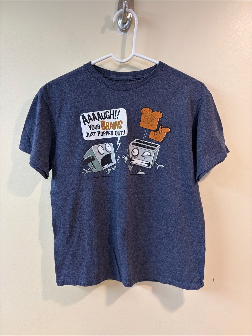 urban pipeline Navy Blue Graphic Tee with Toaster Cartoon